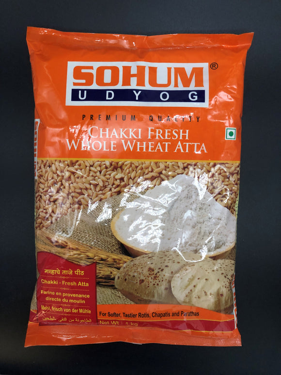 Chakki Fresh Whole Wheat Atta, Sohum Udyog (1Kg)