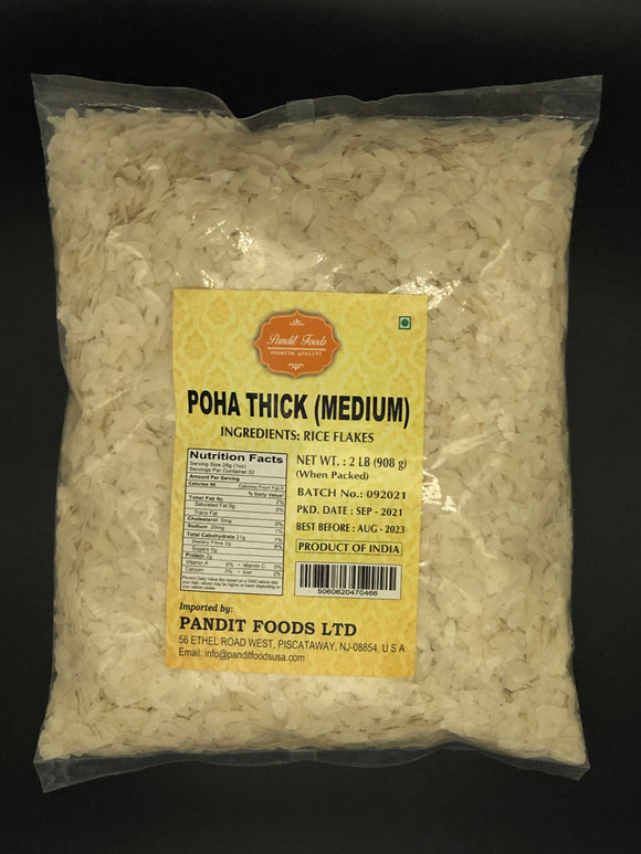 Thick Poha (Medium), Pandit Foods (2lbs/908g))